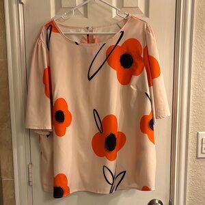 SHEIN Orange and Black Floral Blouse
